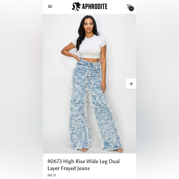 Aphrodite High Rise Wide Leg Frayed Jeans - Picture 1 of 6